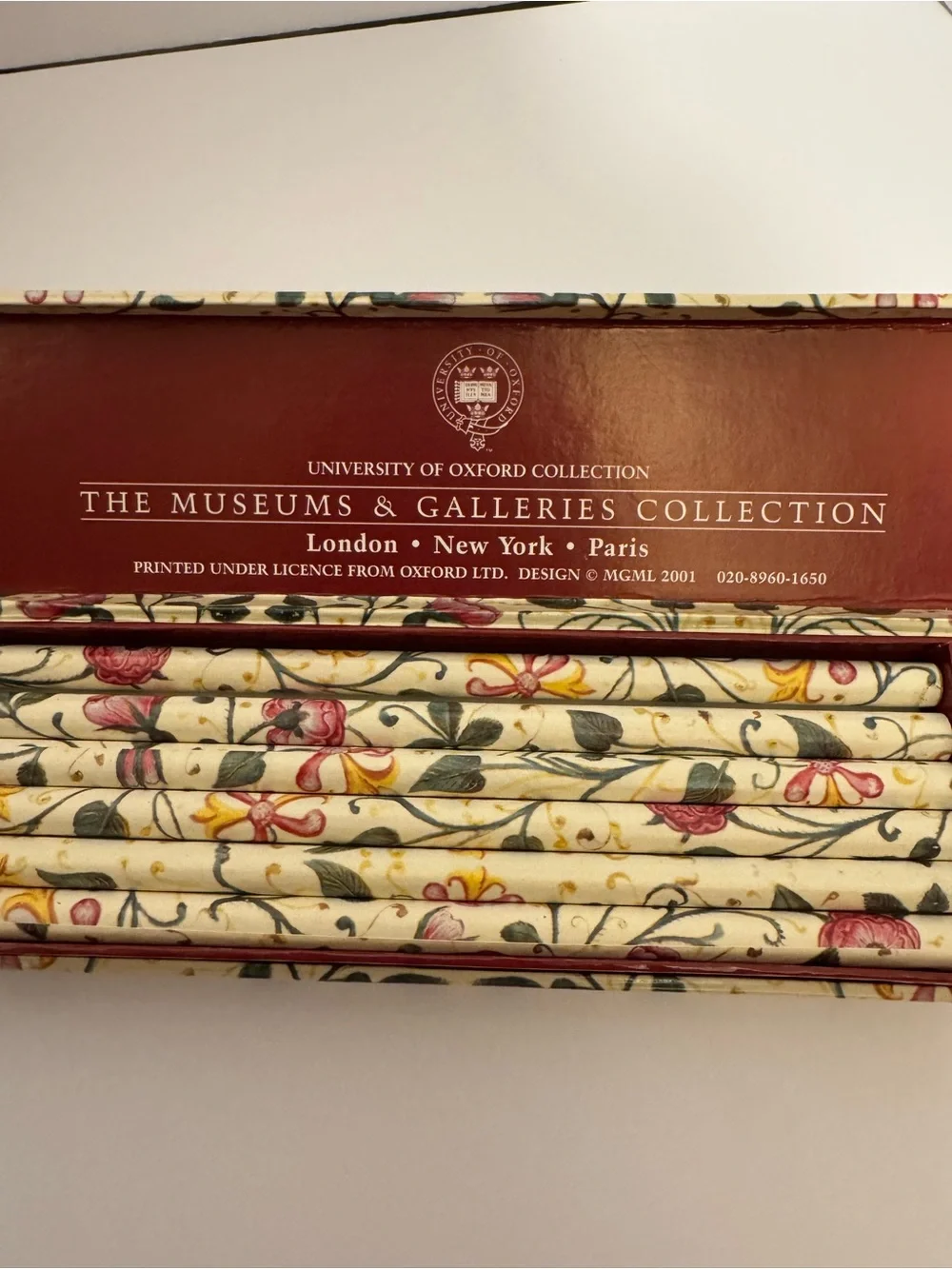 University of Oxford Museum Gallery Floral Pencil Set with eraser matching box